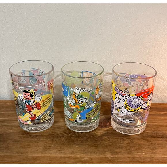 Disney 100 Years of Magic Glasses Set of 3 WDW McDonald’s 2001 Collectible - Picture 1 of 15